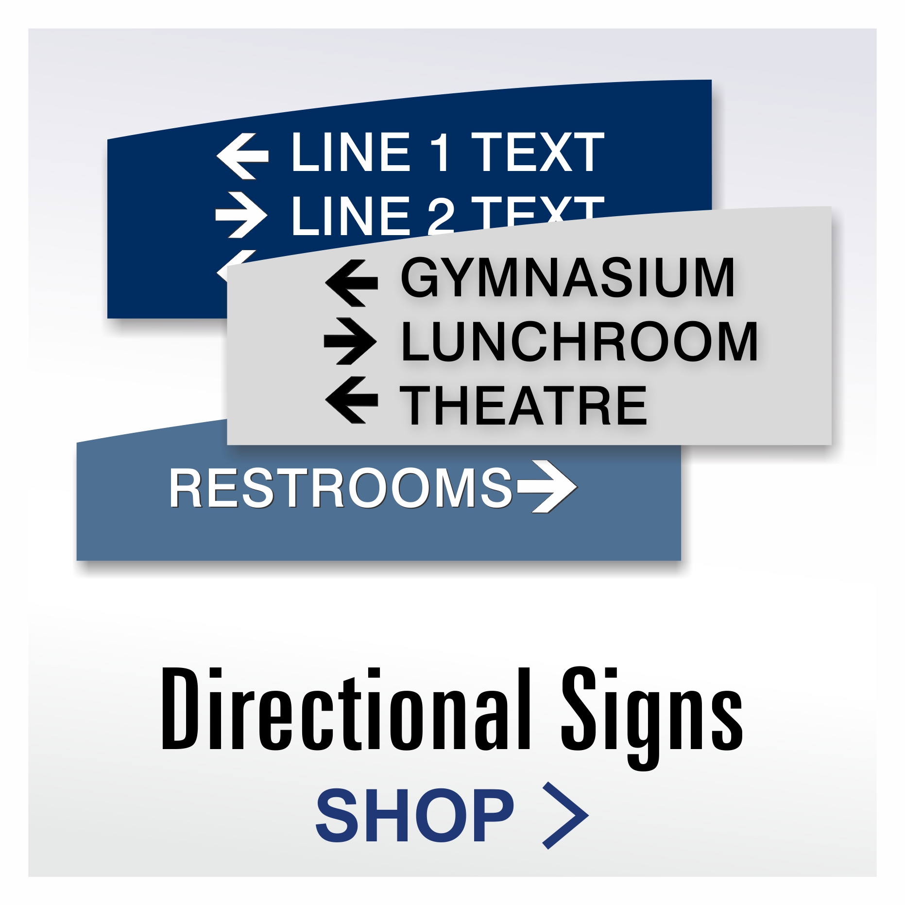 Crescent ADA directional signs with decorative curved profile